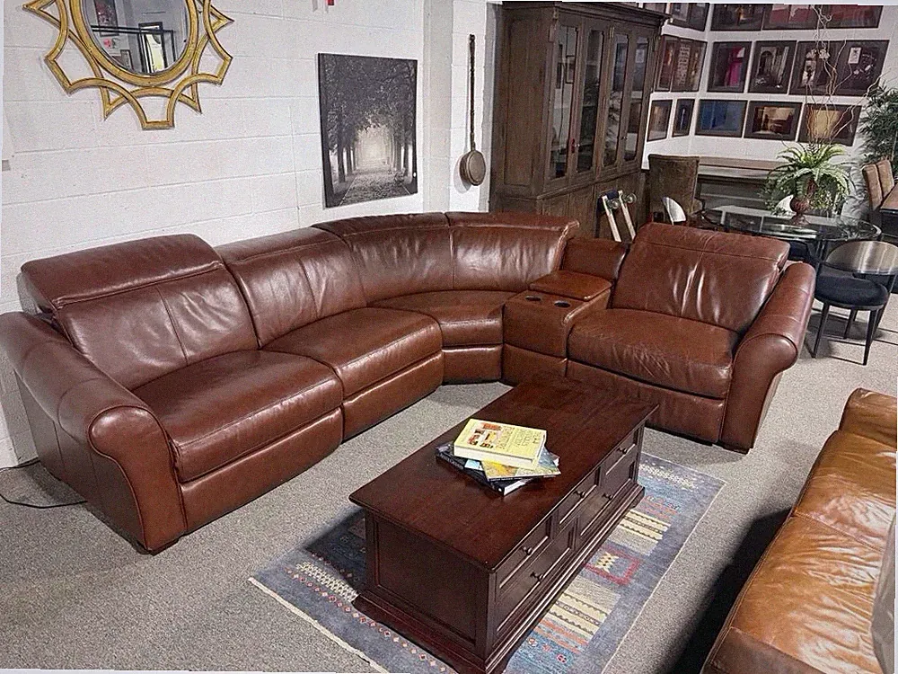 Basset Leather Motion Reclining Sectional Sofa