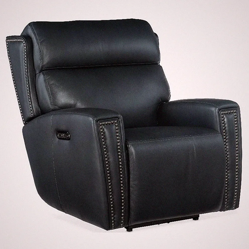 Beaumont Lane Zero Gravity Power Recliner with Power Headrest in Blue Leather