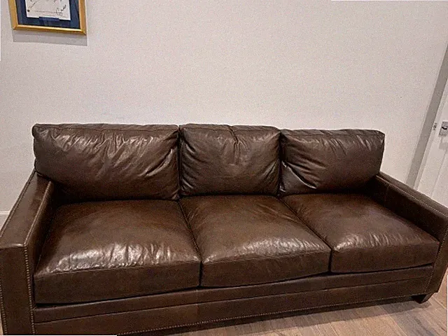 Brown Leather Sofa - Used - EXCELLENT Condition - Bassett Furniture - 88"