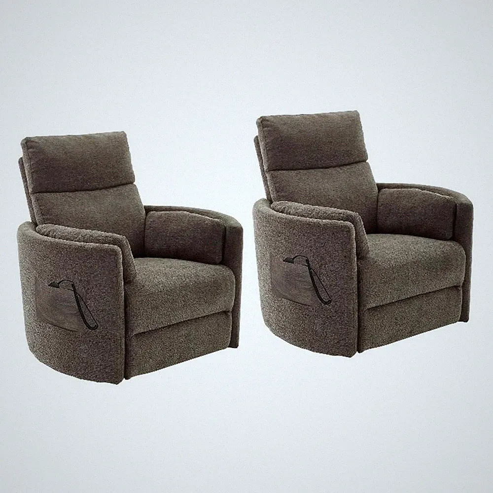 Pemberly Row Contemporary Brown Power Lift Glider Recliner Two Pack