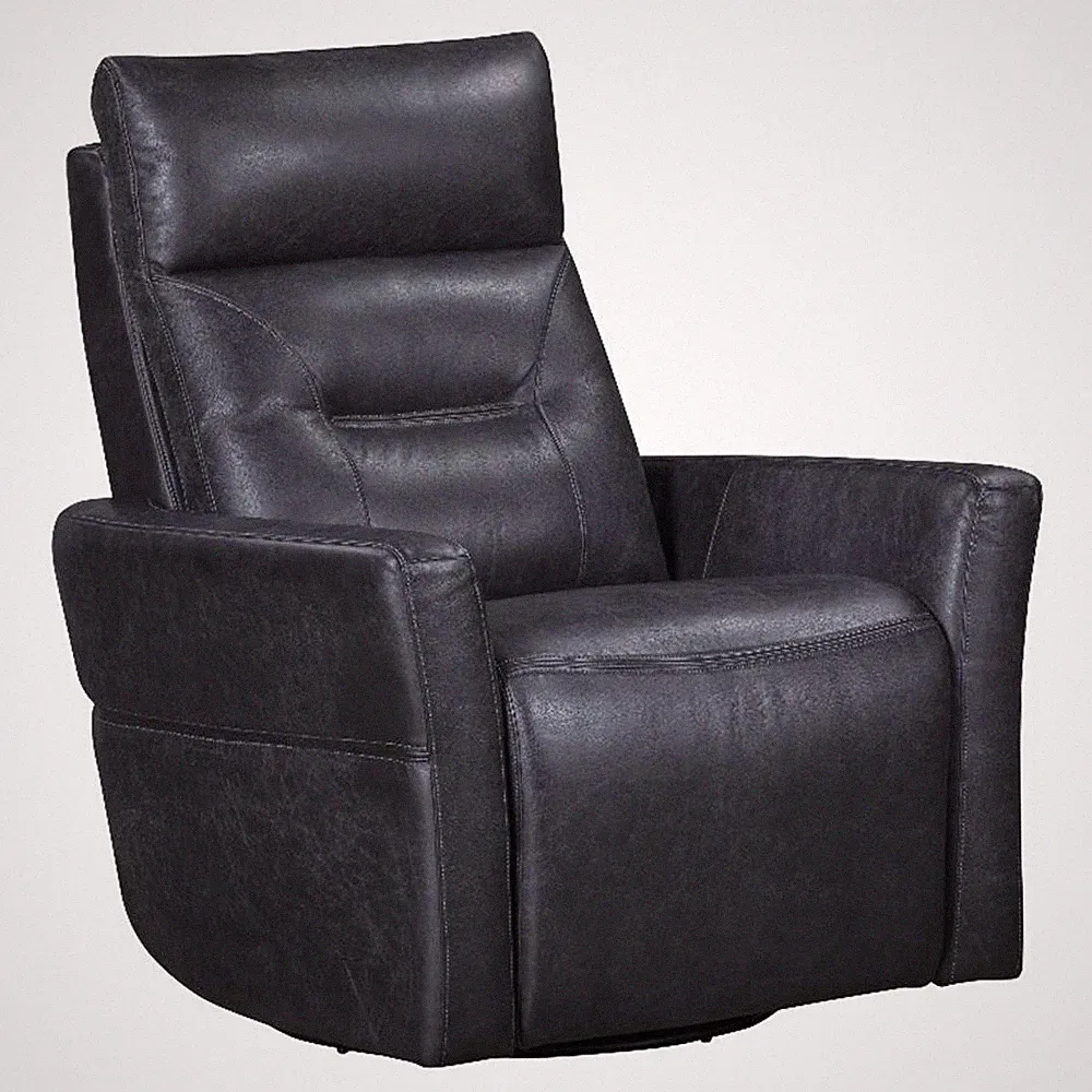 Pemberly Row Contemporary Vintage Slate Power Swivel Glider Recliner